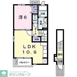 南風WEST 1LDKの間取図画像