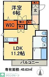 パークハイム 1LDKの間取図画像