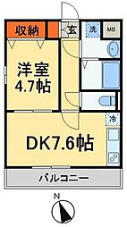 サン・ルピナス 1DKの間取図画像