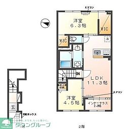 クレリエール 2LDKの間取図画像
