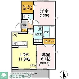 コンフォールクレール 2LDKの間取図画像