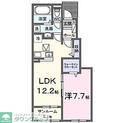 クイーンハウスII B棟 1LDKの間取図画像