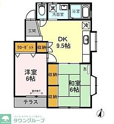 リバーサイドサカエ2号棟 2DKの間取図画像