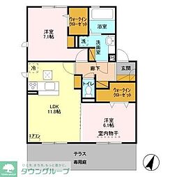 ヴィラージュB 2LDKの間取図画像