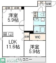 アイリスタ柏たなか 2LDKの間取図画像