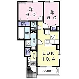 ピエスシュシュ 2LDKの間取図画像