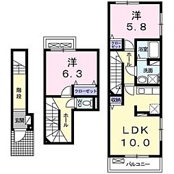 コスモス 2LDKの間取図画像