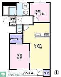 ベルナーデ 2LDKの間取図画像