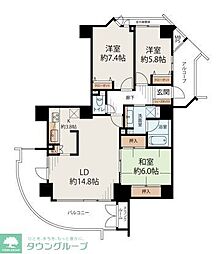 レクセル五香ツインフォルテ 3LDKの間取図画像