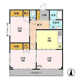 ブライトシャイン 3DKの間取図画像