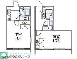 レオパレスプレミールY's 1Kの間取図画像