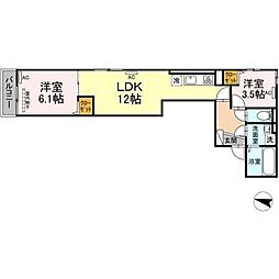 ルリアン北小岩2 2LDKの間取図画像