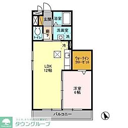 クレインコート弐番館 1LDKの間取図画像