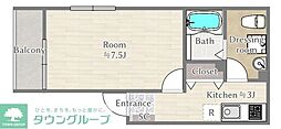 JMFUJISTA10 1Kの間取図画像