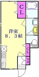 レベアス八潮 ワンルームの間取図画像