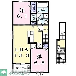 プラーンドル13 2LDKの間取図画像