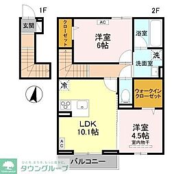 吉川市中曽根1丁目アパート 2LDKの間取図画像