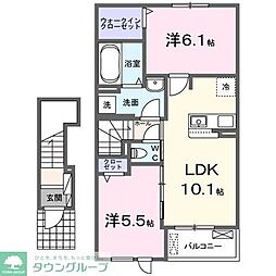 鹿黒アパート C 2LDKの間取図画像