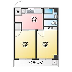 インペリァルハイツアミダ 2DKの間取図画像