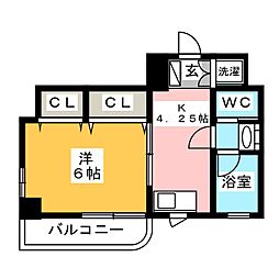 三和駒込 1Kの間取図画像