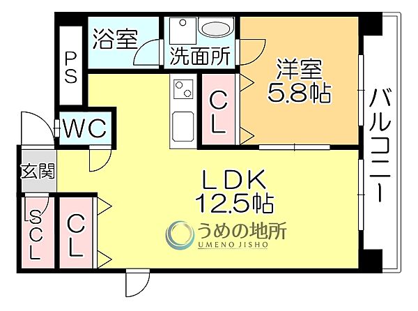 すかる通東 801｜福岡県久留米市通町(賃貸マンション1LDK・8階・50.03㎡)の写真 その2