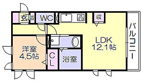 ペルラディアマンテB棟 210 ｜ 福岡県久留米市梅満町（賃貸アパート1LDK・2階・41.95㎡） その2