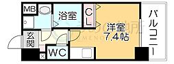 メゾンクラウン大手山 ワンルームの間取図画像