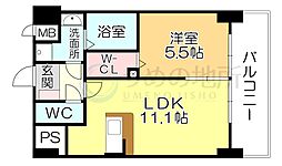 メゾンクラウン大手山 1LDKの間取図画像