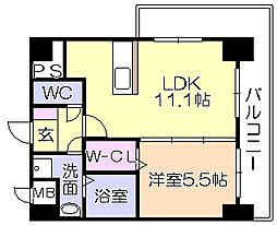 メゾンクラウン大手山 1LDKの間取図画像