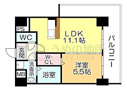 メゾンクラウン大手山 1LDKの間取図画像
