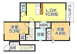ベネスタ久留米 2LDKの間取図画像