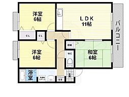 サンライフA棟 3LDKの間取図画像