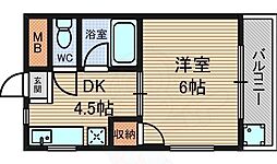 メゾンピッコロ塚口 1DKの間取図画像
