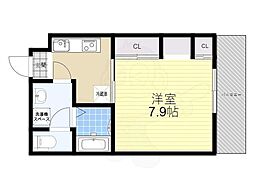 ハビテ塚口 1Kの間取図画像