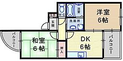 MIZUKI武庫之荘 2DKの間取図画像