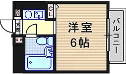 猪名寺パークマンション・1 1Kの間取図画像