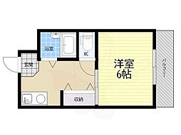 クレメント園田 1DKの間取図画像