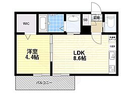 CASA立花 1LDKの間取図画像