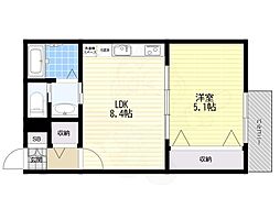 CASA立花 1LDKの間取図画像