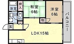 ファインハイツ園田 2LDKの間取図画像
