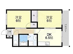 とみひろマンション 2DKの間取図画像