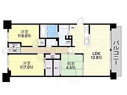 プラウドシティ塚口マークフォレスト 3LDKの間取図画像