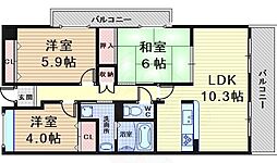 ヴェール園田 3LDKの間取図画像