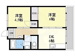 ビレッジハウス南清水タワー西棟 2DKの間取図画像