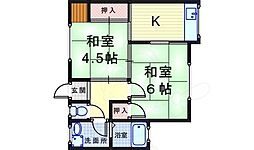 大川文化A棟 2Kの間取図画像