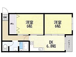 フローラルコート 2DKの間取図画像