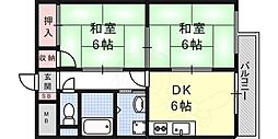 サンフォレスト塚口 2DKの間取図画像