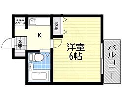 シティパレス21塚口パート2 1Kの間取図画像