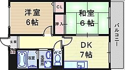 ヴィエール緑翠苑 2DKの間取図画像