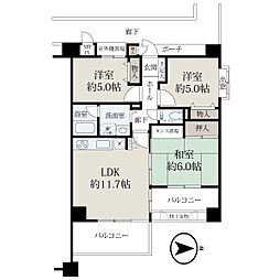 サンロイヤル新田辺アカデミア1号館 3LDKの間取図画像